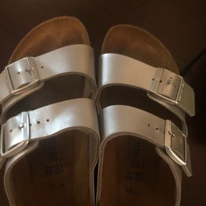 Silver Birkenstock sz 41